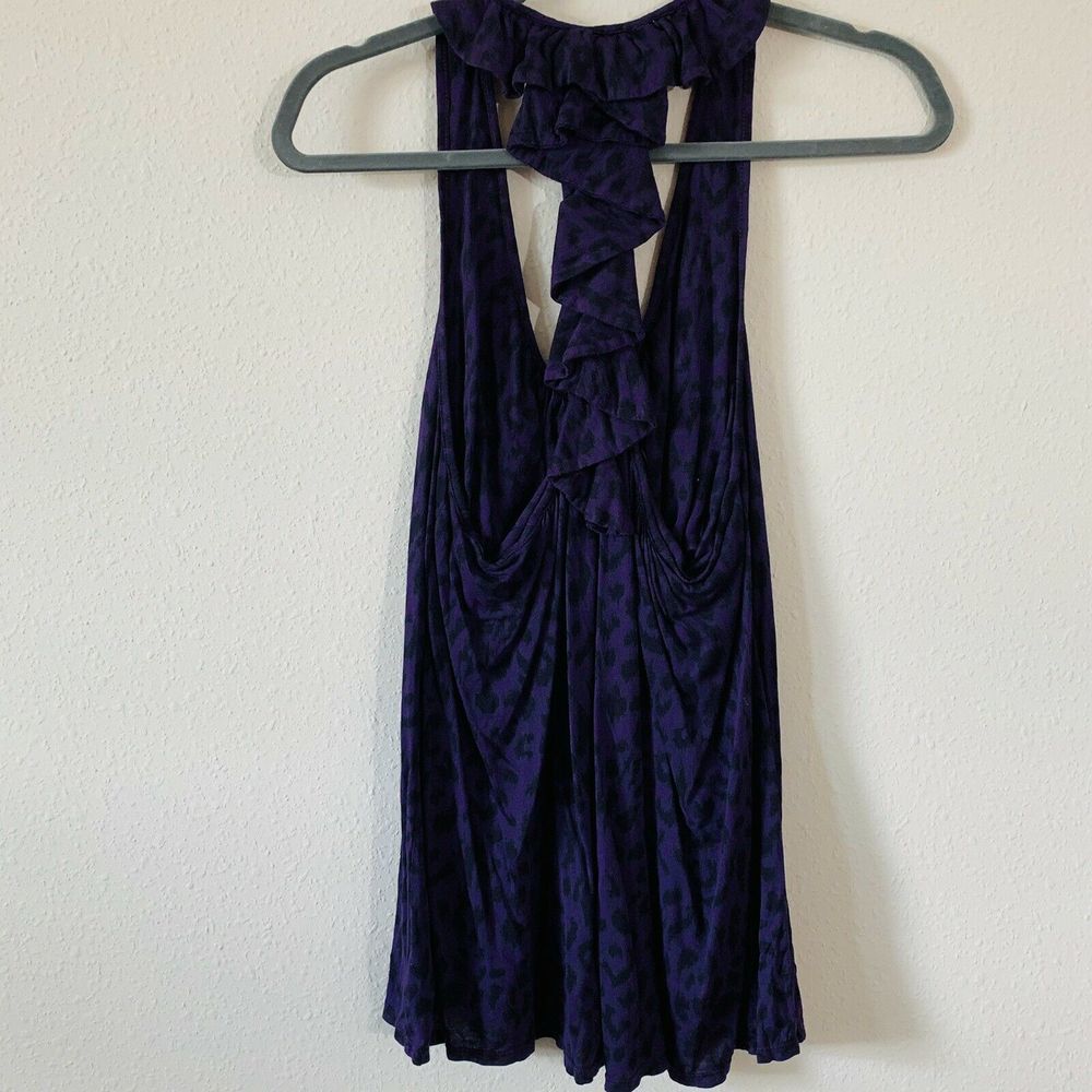 Ella Moss Purple Leopard Animal T Strap Blouse - Picture 5 of 5